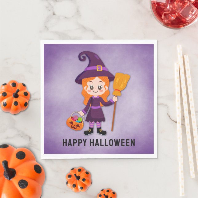 Halloween Party for Kids Witch Paper Napkin (Creator Uploaded)