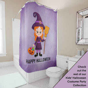 Halloween Party for Kids Witch Shower Curtain
