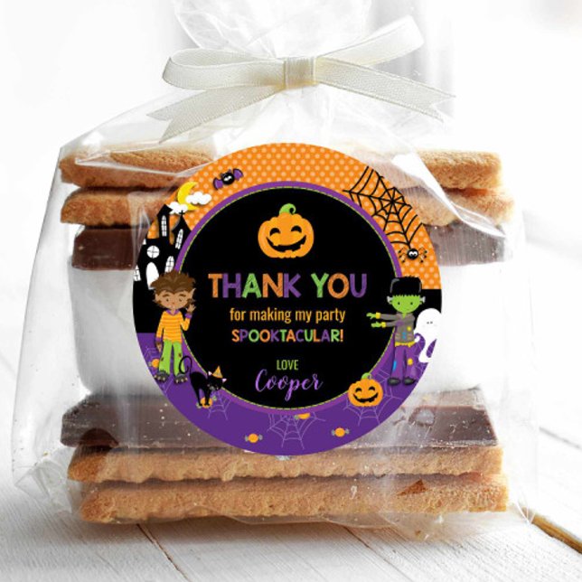 Halloween Party Frankenstein Thank You Favour Classic Round Sticker (Creator Uploaded)