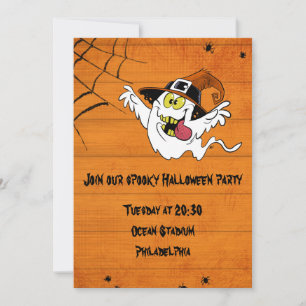 Halloween party fun ghost customisable cartoon invitation