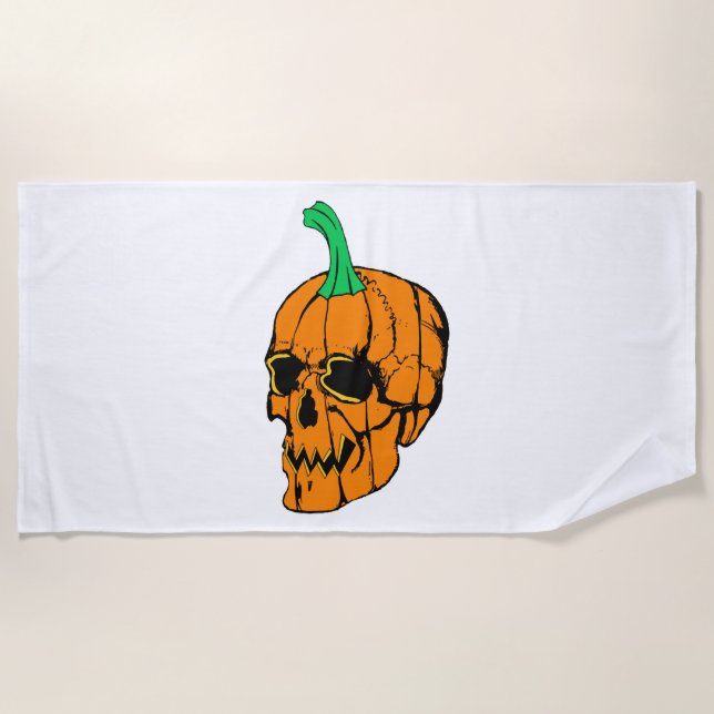 Halloween Party Funny Halloween Pumpkin Beach Towel (Front)