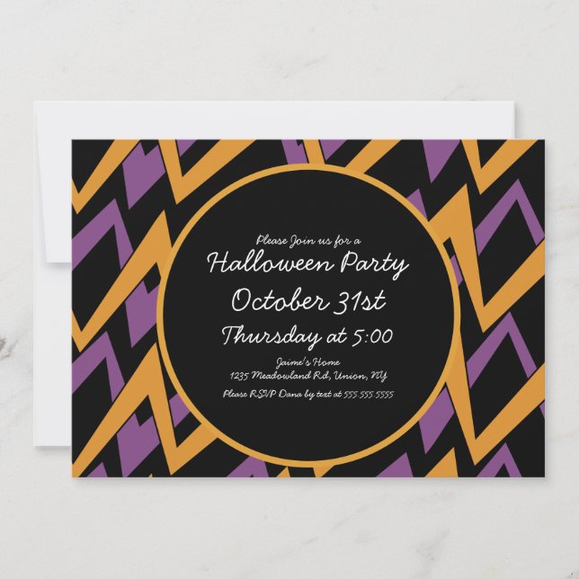 Halloween Party Geometrical Zig Zag Invitation (Front)