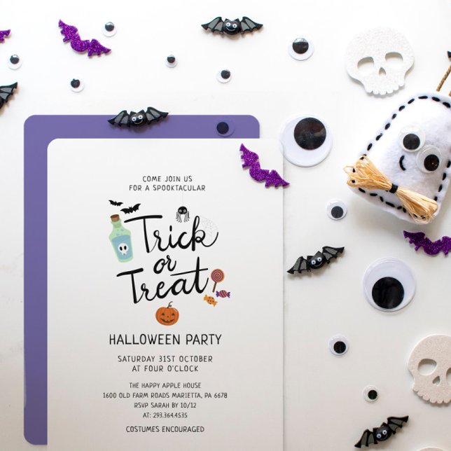 Halloween Party Ghost Black Cat Bat Invitation (Creator Uploaded)