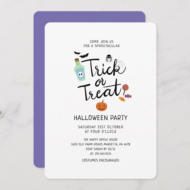 Halloween Party Ghost Black Cat Bat Invitation (Creator Uploaded)