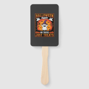 Halloween Party Ghost No Tricks Just Treats Hand Fan