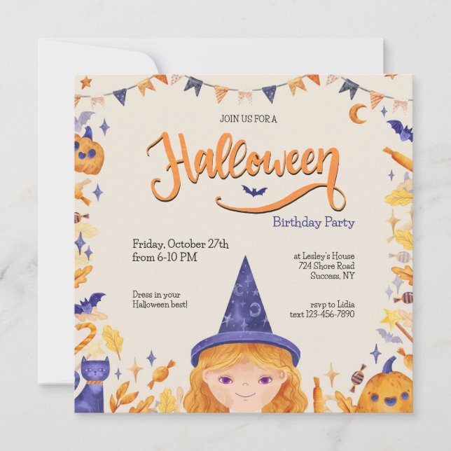 Halloween Party Girl Invitation (Front)