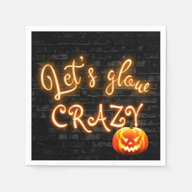 Halloween Party Glow Sign with Jack-o-lantern  Napkin (Front)