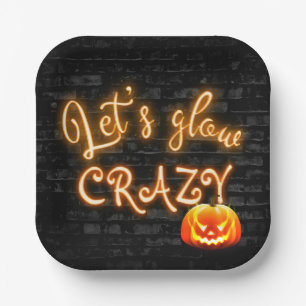 Halloween Party Glow Sign with Jack-o-lantern Paper Plate