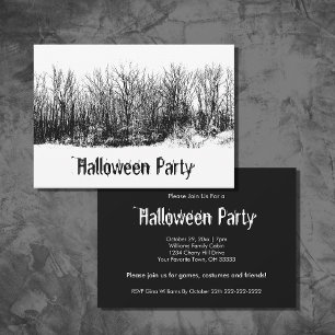 Halloween Party Gothic Black White Spooky Invitation