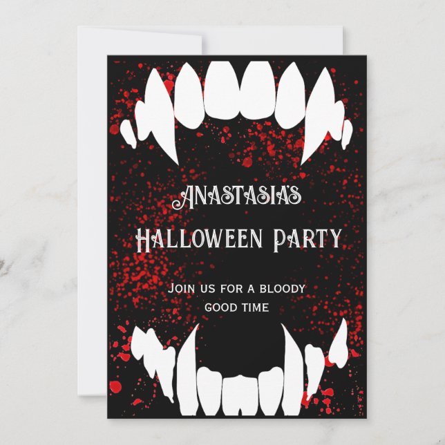 Halloween Party Gothic Blood Spatter Vampire  Invitation (Front)