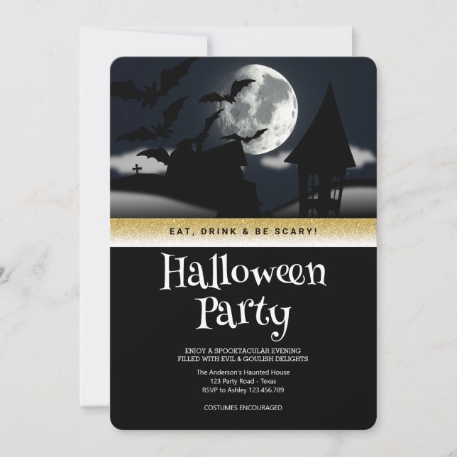 Halloween Party Gothic Fantasy Moon Invitation (Front)