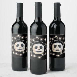Halloween Party Gothic Pumpkin Face Wine Label
