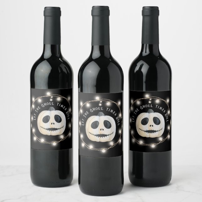Halloween Party Gothic Pumpkin Face Wine Label (Bottles)