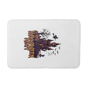 Halloween Party Haunted Castle Pumpkins Bats Bath Mat