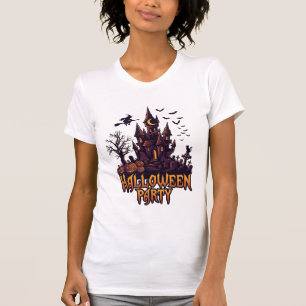Halloween Party Haunted Castle Pumpkins Bats T-Shirt