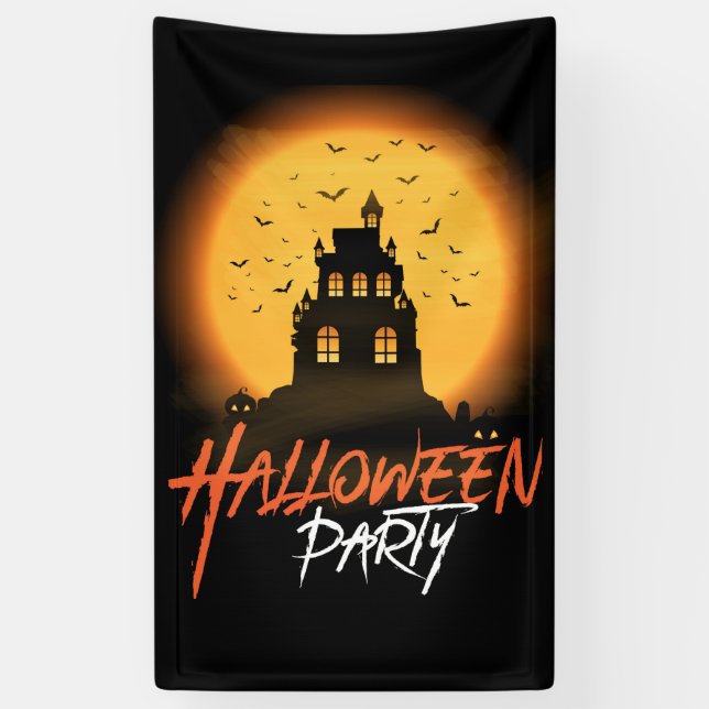 Halloween Party Haunted House Banner (Vertical)