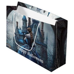 Halloween Party Haunted House Blue Night Scary Large Gift Bag