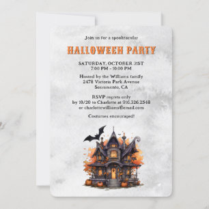 Halloween Party Haunted House Ghost Jack O’Lantern Invitation