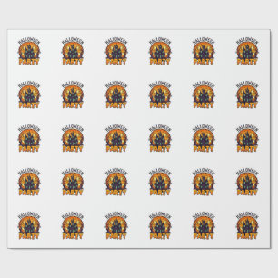 Halloween Party Haunted House Pumpkin Bats_1 Wrapping Paper