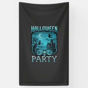Halloween Party Haunted House Pumpkins Skull Witch Banner