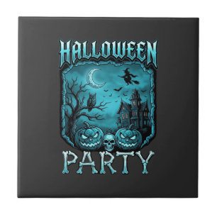 Halloween Party Haunted House Pumpkins Skull Witch Ceramic Tile