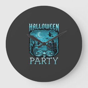 Halloween Party Haunted House Pumpkins Skull Witch Large Clock
