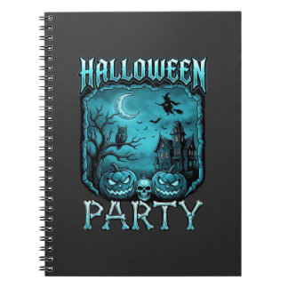 Halloween Party Haunted House Pumpkins Skull Witch Notebook