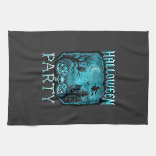 Halloween Party Haunted House Pumpkins Skull Witch Tea Towel