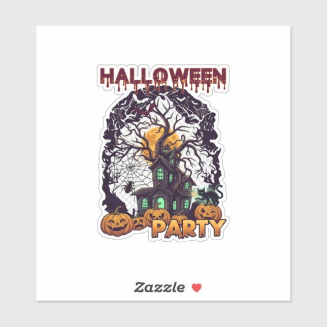 Halloween Party Haunted House Tree Pumpkins Black  (Sheet)