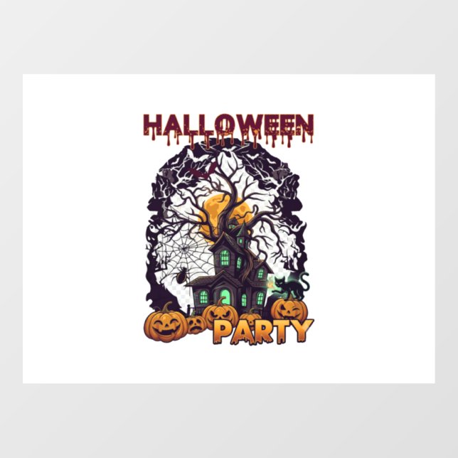 Halloween Party Haunted House Tree Pumpkins Black  (Sheet)