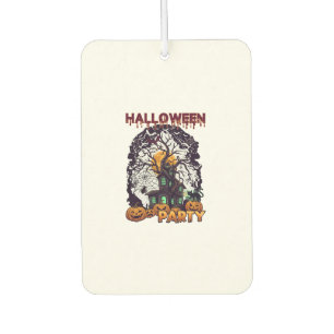 Halloween Party Haunted House Tree Pumpkins Black Car Air Freshener