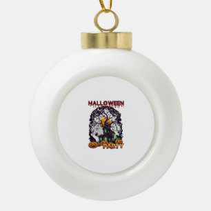 Halloween Party Haunted House Tree Pumpkins Black Ceramic Ball Christmas Ornament