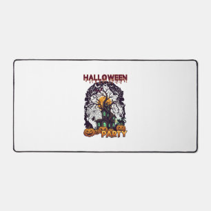 Halloween Party Haunted House Tree Pumpkins Black  Desk Mat