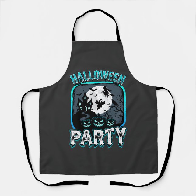 Halloween Party Haunted Pumpkin Vector Design Apron (Front)
