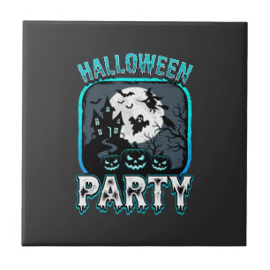 Halloween Party Haunted Pumpkin Vector Design Ceramic Tile