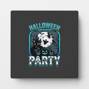 Halloween Party Haunted Pumpkin Vector Design Plaque