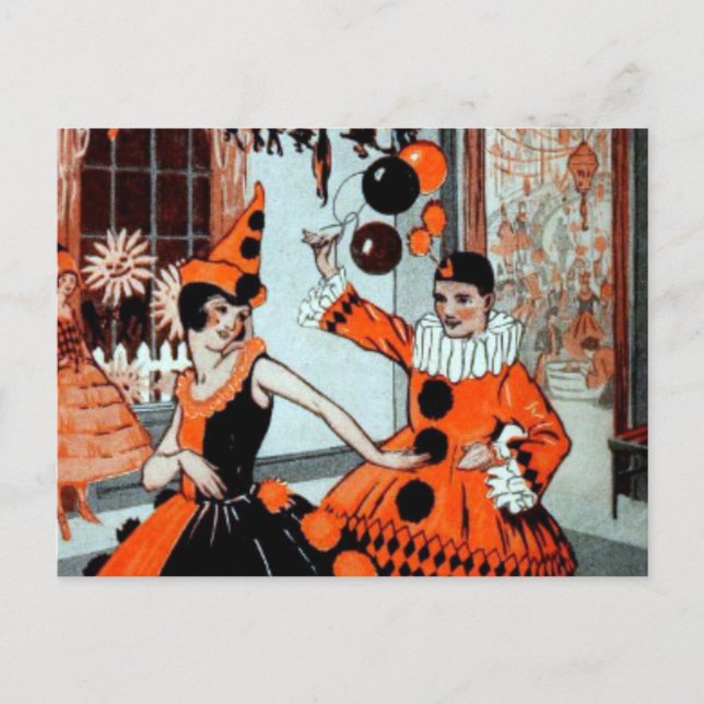 Halloween Party in Orange and Black Postcard (Front)