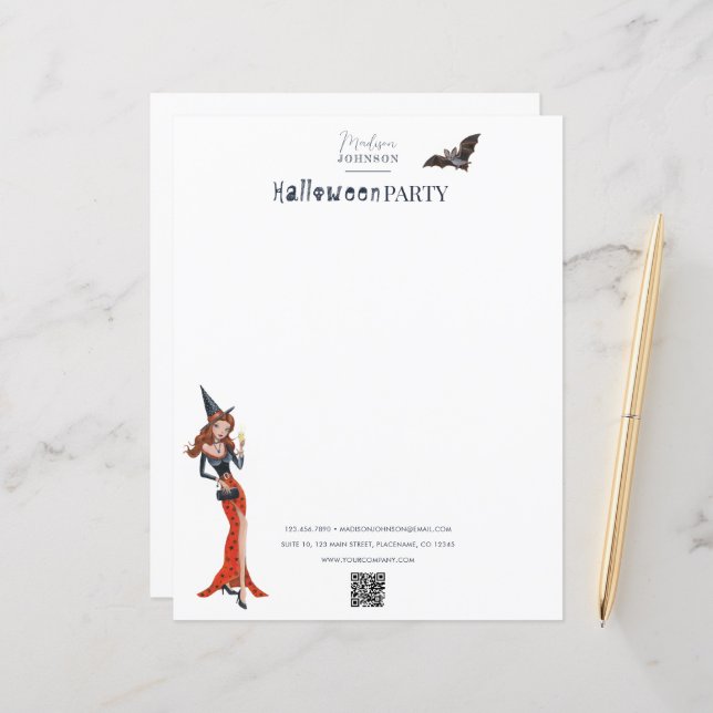 Halloween Party info business Paper Sheet (Front/Back In Situ)