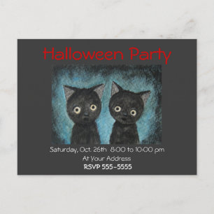 Halloween Party Invitation Black Cat Post Card