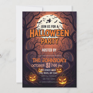 Halloween Party Invitation Card Spooky Forest Pu