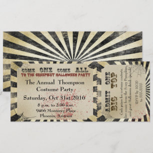 Halloween Party Invitation Circus Ticket