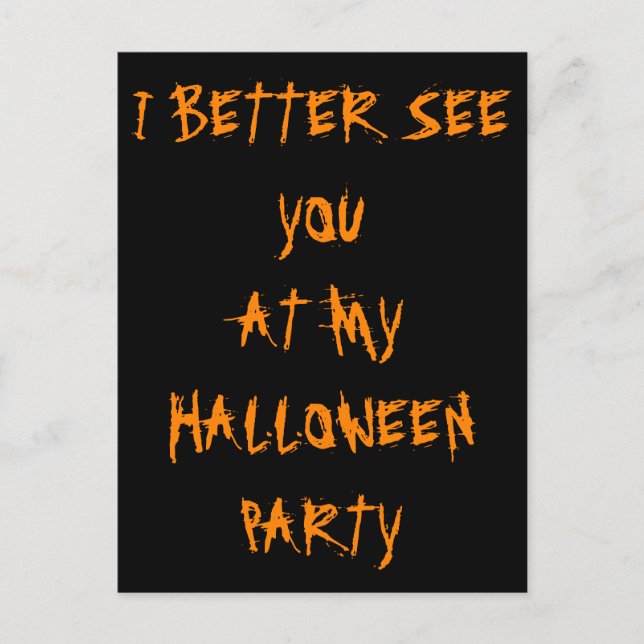 Halloween Party Invitation Cryptic Black Orange (Front)
