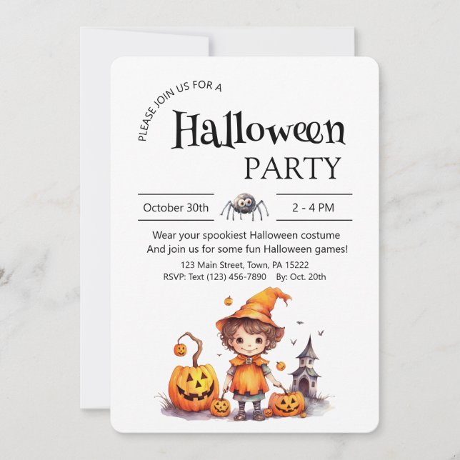 Halloween Party Invitation - Happy Pumpkins (Front)