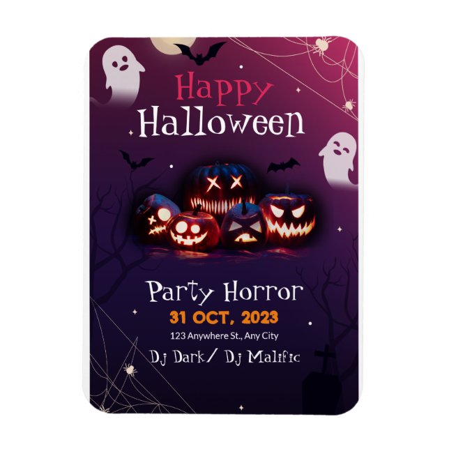 Halloween Party Invitation, Horror Party Halloween Magnet (Vertical)