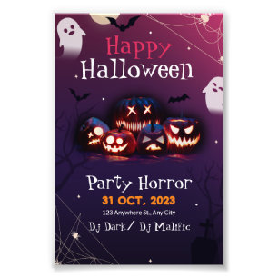 Halloween Party Invitation, Horror Party Halloween Photo Print