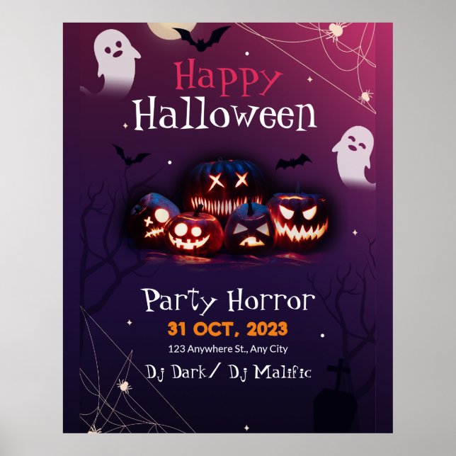 Halloween Party Invitation, Horror Party Halloween Poster (Front)