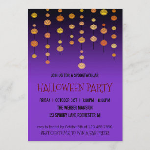 Halloween party invitation jack o' lantern strings