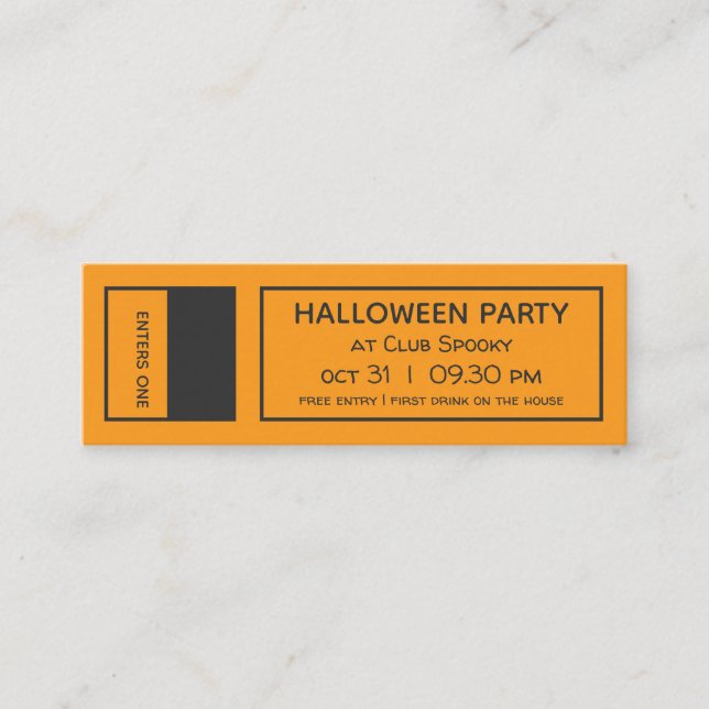 Halloween party invitation modern tickets (Front)