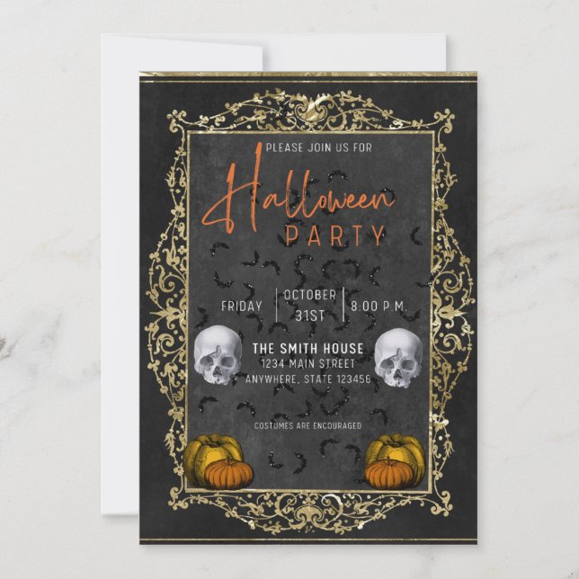 Halloween Party Invitation, Skull Theme  Invitation (Front)