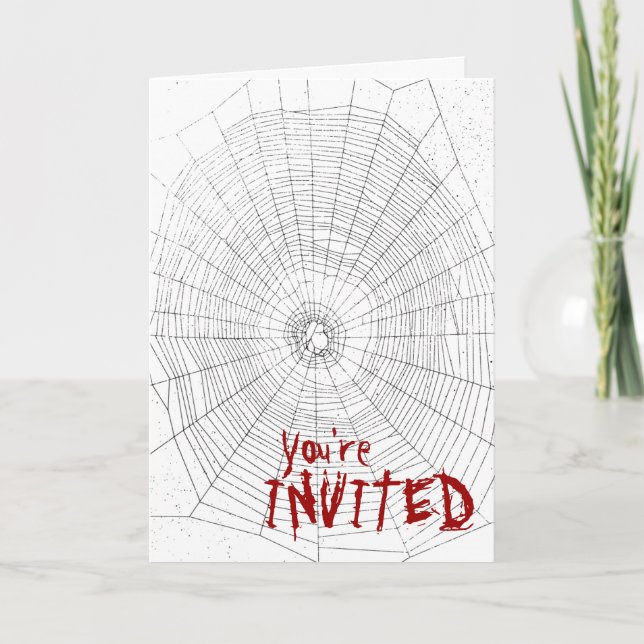 Halloween Party Invitation, Spiderweb Background Invitation (Front)